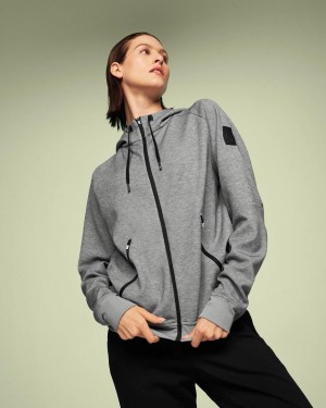 Sudadera con Capucha On Zipped Mujer Grises | CMX1404EXG