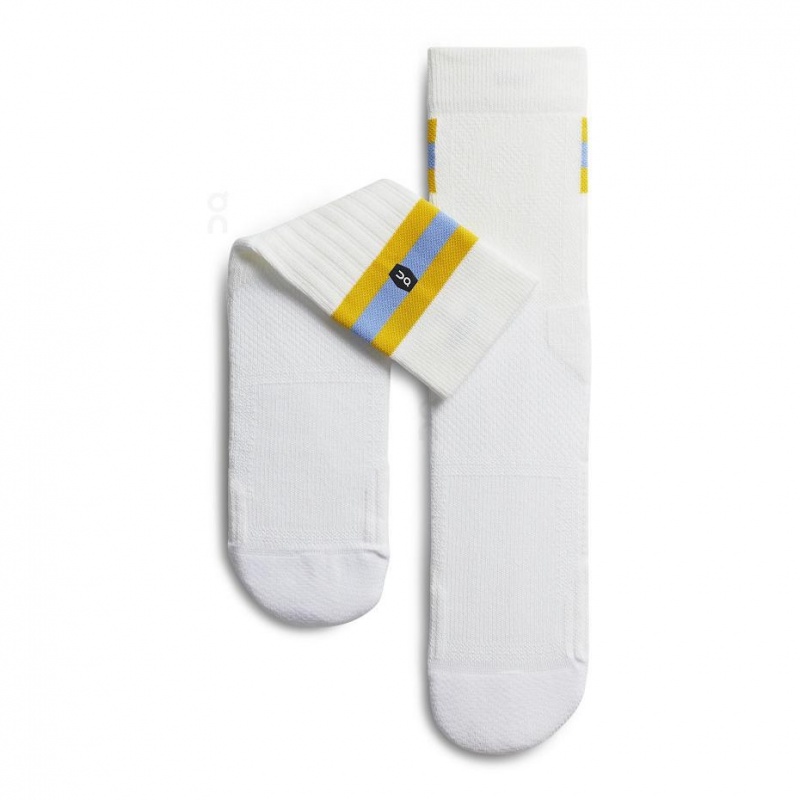 Calcetines On Tenis Hombre Blancos Amarillos | CMX1910GLQ