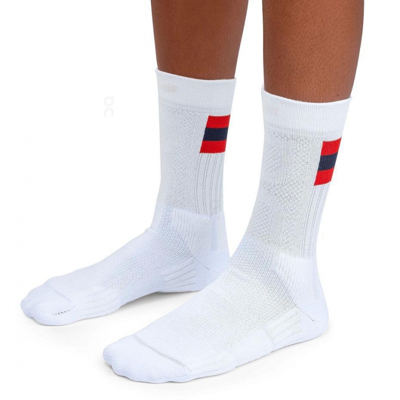 Calcetines On Tenis Hombre Blancos Rojos | CMX1909FMM