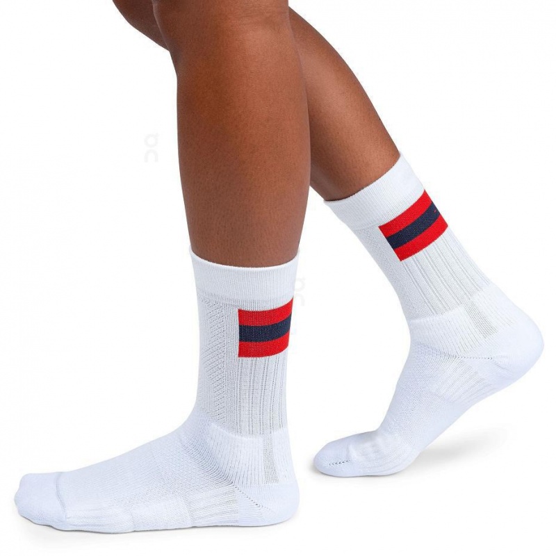 Calcetines On Tenis Hombre Blancos Rojos | CMX1909FMM