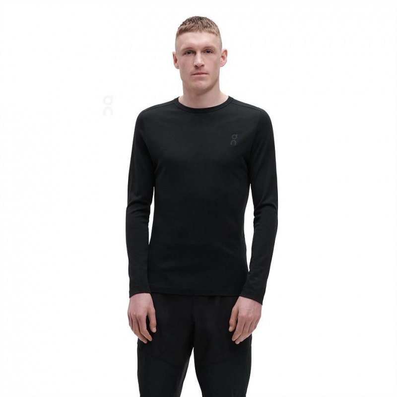 Camiseta On Merino Long-T Hombre Negros | CMX1848TVJ