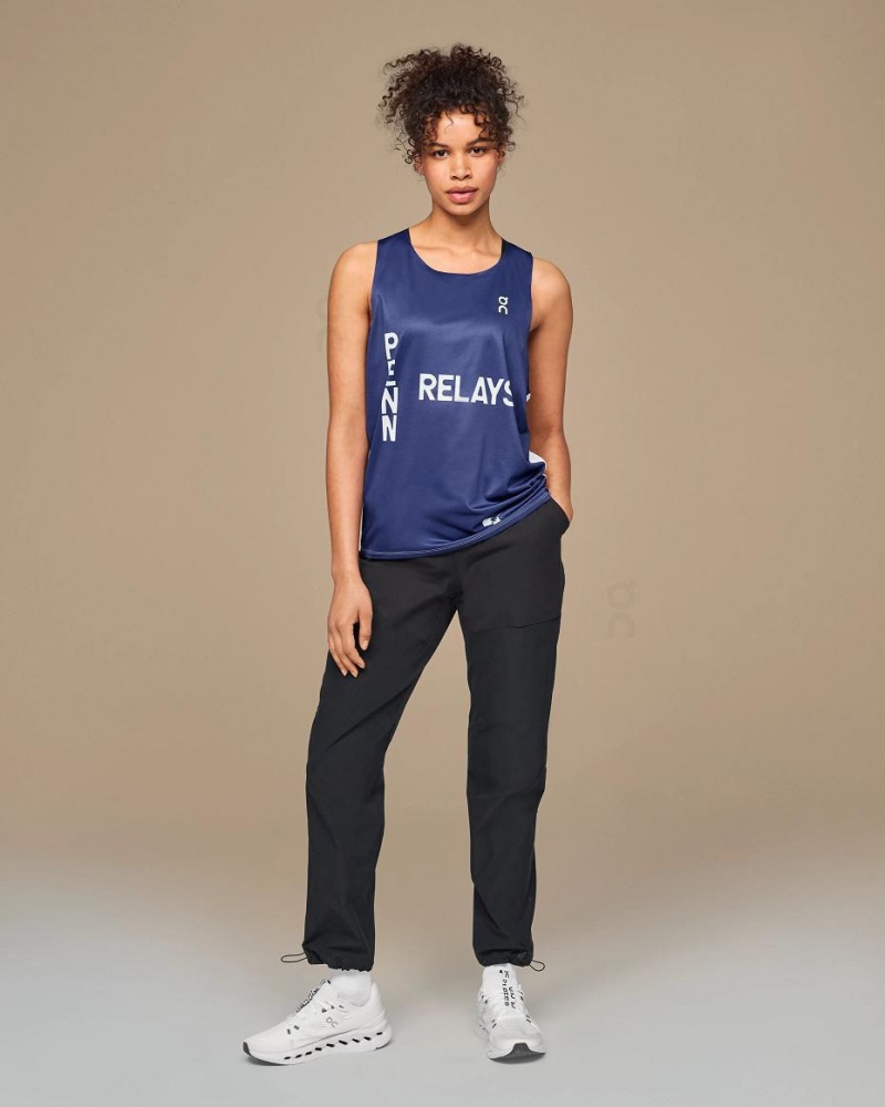 Tank On Penn Relays Singlet Hombre Azul Marino | CMX1870QZD